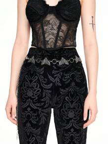 ROMWE Goth Vintage Skeleton & Butterfly Design Women Waist Chain, Halloween - Silver - View 4