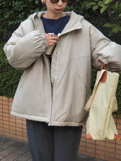 FRIFUL 女式连帽纯色宽松休闲保暖棉服外套