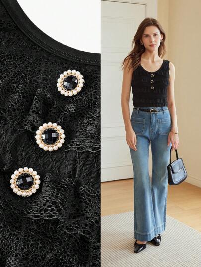 MOTF PREMIUM CONTRAST LACE RUFFLE TRIM TANK TOP