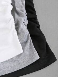 SHEIN Unity 3 chiếc áo thun tay dài nhún eo ôm vừa vặn - Nhiều màu - Xem 4