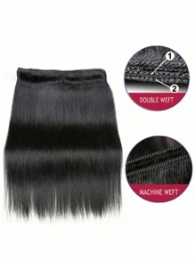 直发 1 束巴西处女真人发束 直发 100% 未加工真人发 1 件直发编织真人发束 - Natural Black - 查看 7