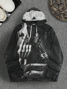 Manfinity LEGND Men's Plus Size Skeleton Print Hooded Sweatshirt - Multicolor - View 1