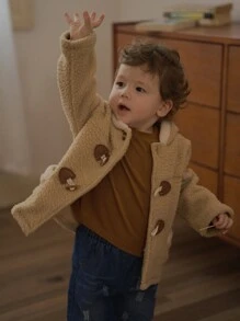 SHEIN Baby Boy Cute Thick Knitted Blend Winter Jacket - Apricot - View 11