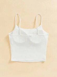 SHEIN Essnce Women Fluffy White Camisole Top With Padded Bust - White - View 2