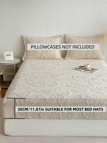 Butterfly Jacquard Minimalist Bedding Fitted Sheet,Fall Decor,Autumn Decor,Room Decor - Beige - View 2