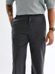 Manfinity VCAY Pantalon droit décontracté pour hommes, léger, taille élastique, couleur unie