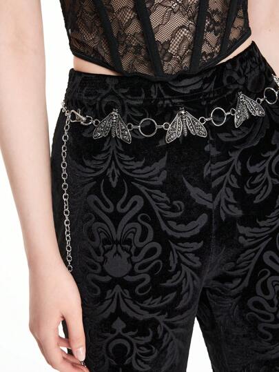 Goth Vintage Skeleton & Butterfly Design Women Waist Chain, Halloween