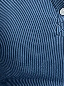 Chiquease Elegant V-Neck Long Sleeve Casual T-Shirt, Blue 2 In 1 Design, Ribbed Splice Slim Fit Pullover Tops For Women, Spring And Autumn Fall Cloth For Women - Blue - View 4