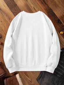 SHEIN LUNE 圣诞可爱小猫图案印花女式套头衫，宽松版型，厚实，圆领，长袖，适合秋冬季 - 白色 - 查看 8