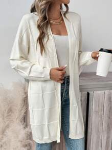 SHEIN Frenchy Women's Solid Color Casual Long Sleeve Cardigan Winter - Apricot - View 5