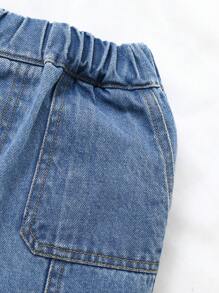 Cozy Pixies Quần Jeans Xanh Denim Cà Rốt Thời Trang Thường Ngày Cho Bé Trai, Quần Áo Ngoài Trời Cho Bé Trai - Rửa trung bình - Xem 4