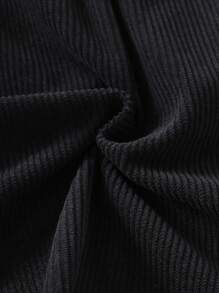 SHEIN Tween Girl Solid Color Elastic Waist Flare Leg Pants - Black - View 3