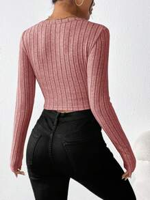 SHEIN Essnce 3pcs/Set Women's Assorted Color Knitted Long Sleeve T-Shirts - Multicolor - View 3