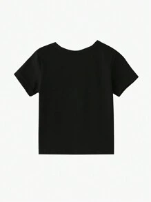 Camiseta básica casual con estampado de esqueleto, calabaza y dinosaurio con temática de Halloween para niño pequeño, manga corta - Negro - Ver 2