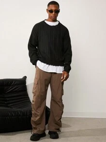 Forever 21 Men's Distressed Knit Sweater In Black - Black - View 1