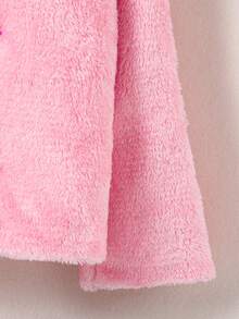 SHEIN 年轻女孩华丽优雅淑女公主女儿甜美秋冬新款无领时尚外套，粉色毛绒配亮银色，适合秋季适合冬季适合日常出行适合搭配所有下装适合上学适合派对适合高端宴会适合婚礼 - 粉色 - 查看 3