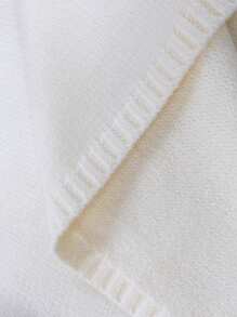 SHEIN LUNE Square Neck Floral Embroidery Long Sleeve Sweater, Random Flower Color Knit Pullover Fall Winter Outfit