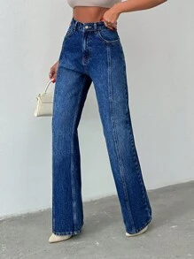 EURMUSE Quần Jeans Ống Loe Denim 100% Cotton Cho Nữ, Giặt Trung Bình, May Chi Tiết - Rửa trung bình - Xem 4