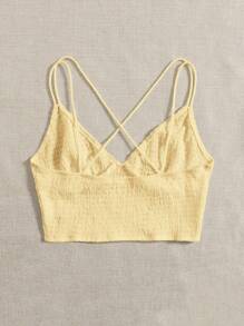 Soleia 十字交叉打褶吊帶上衣 - 黃色 - 查看 2