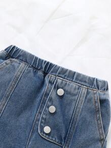 Cozy Pixies Young Boy Design 前扣口袋蓝色牛仔慢跑裤 - 中等水洗藍 - 查看 4