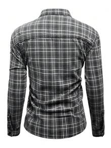 Manfinity Homme Plus Size Men's Plaid Denim Loose Casual Shirt