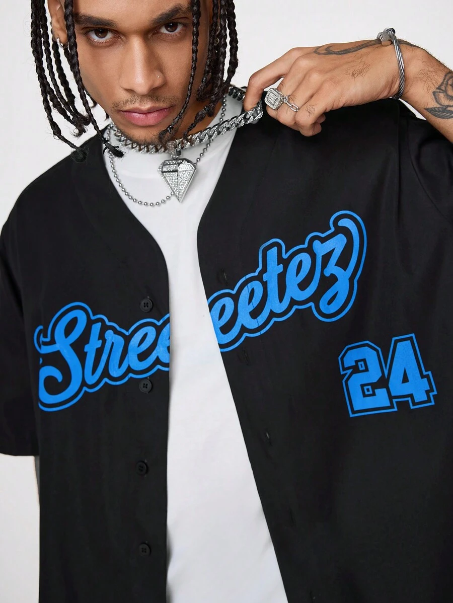 Manfinity VCAY Men Loose Short Sleeve Woven Shirt Set - Black - View 1