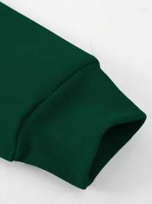 Manfinity Homme 2pcs Men's Casual Crew Neck Long Sleeve Letter Print Top And Tie Front Pants Set, Fall Clothes - Dark Green - View 3