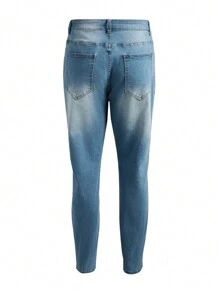 Manfinity LEGND Quần Jeans Skinny Denim Xanh Nhạt Cỡ Lớn Cho Nam - Rửa nhẹ - Xem 2