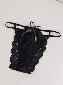 Ning xue yan ying 3 Cái/bộ Plus Size Nữ Ren Đen Hở Lưng Bộ Đồ Lót Ren, Có Trang Trí Nơ, Khoét Hở Thông & Dây Nịt Bụng, Trang Phục Thân Mật Gợi Cảm - màu đen - Xem 10