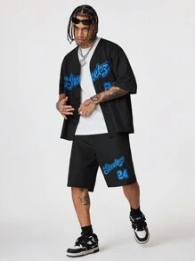 Manfinity VCAY Men Loose Short Sleeve Woven Shirt Set - Black - View 4