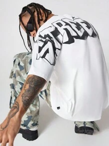 AXEPEAK Maglietta da uomo con collo tondo, vestibilità morbida e maniche corte, con stampa in inglese, adatta per l'estate, uscite, amici, stile streetwear
