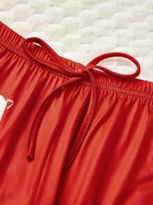 Tobefonseca 艺术家卡通休闲日常穿着圣诞猫图案可爱小猫图形印花提花针织长袖上衣和裤子女士睡衣套装，适合秋冬季、假日