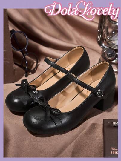 Dola Lovely Zapatos de tacón alto elegantes con decoración de lazo para uso diario, citas, otoño, Año Nuevo y Día de San Valentín