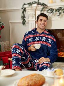 Men's Solid Color Patchwork Hoodie And Pants Casual Loungewear Set - Multicolor - View 4