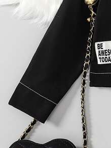 Genkimix Kids 2pcs Young Girl Fashion Korean Style Casual Collared Short Jacket + Pants Set, Spring Autumn