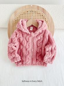 Cozy Pixies 女婴 3D 耳朵连帽衬里长袖开衫 - 粉色 - 查看 3