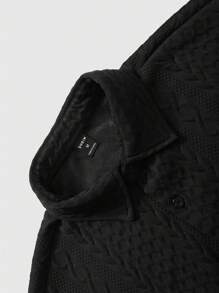 Manfinity Homme Men's Casual Solid Color Textured Shacket For Spring/Autumn