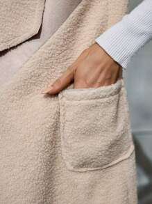 SHEIN LUNE Apricot Women's Oversized Collar Sleeveless Casual Jacket Spring/Autumn/Winter - Apricot - View 7