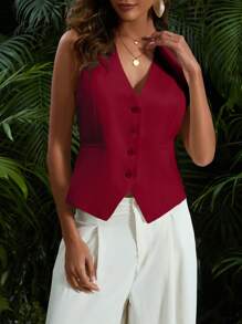 Aveloria 女士夏季纯色单排扣休闲西装背心节日派对服装