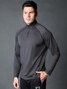 男友风纯色插肩袖日常健身运动夹克，春秋季 - 黑色 - 查看 3