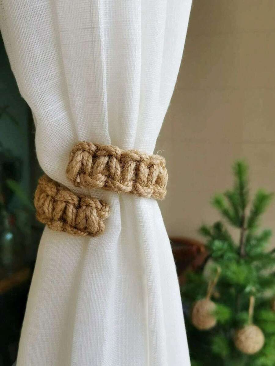 SHEIN 1 pieza/2 piezas Sujetador de cortinas de cuerda trenzada, accesorios de moda para decoración del hogar, decoración de la casa, Día de San Valentín, boda de San Valentín, cumpleaños