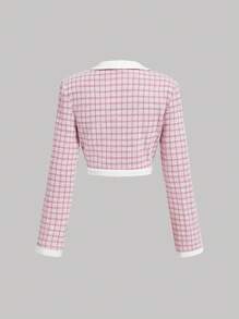 SHEIN MOD Women Pink Mini Suit Jacket And Skirt Set, Fall Two Pieces Sets,Blazer Dress,Women Blazers, Women Outfit,Two Pieces Fall Outfits,Women Skirt Set - Pink - View 6