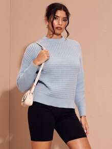 Zolique Solid Color Dropped Shoulder Oversized Casual Crew Neck Sweater For Women Knit Pullover Fall Winter Outfit