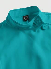 TaskEZ Women Scrubs  Uniform Button Front Hospital Nurse Scrub Dress Lab Coat Clothe - Cadet Blue - View 4