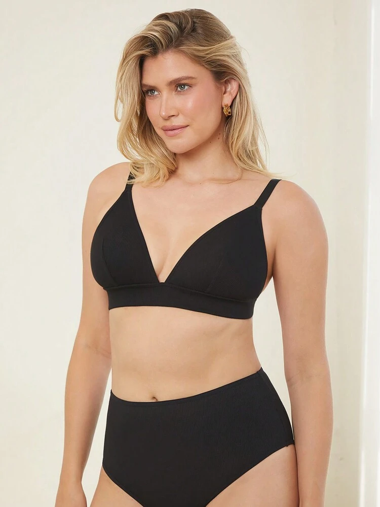 Wireless Unlined Plunge Bra - Black