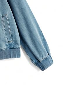 Manfinity Homme Chaqueta vaquera lavada azul claro talla grande para hombres - Lavado ligero - Ver 3