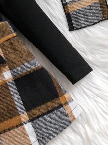 女婴针织长袖上衣、格子裙、帽子和围巾 4 件套，秋冬 - 彩色 - 查看 9