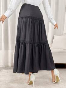 Modelyn Women's High Waist Ruffled Hem Elegant & Charming Skirt - Brown - View 2