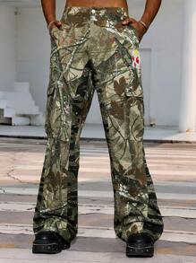 Manfinity EMRG Men's Fashion Tree Branch Print Cargo Jeans - Multicolor - View 4