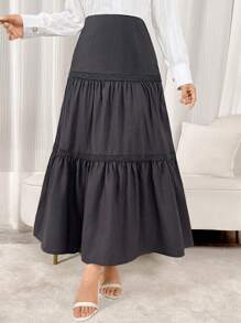 Modelyn Women's High Waist Ruffled Hem Elegant & Charming Skirt - Brown - View 6